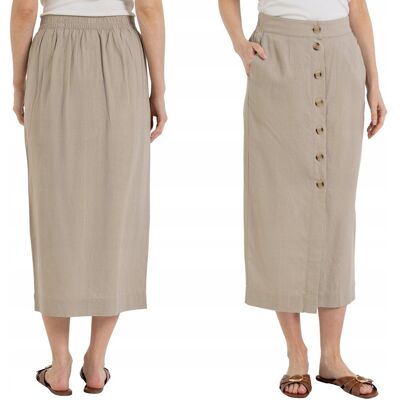 SPÓDNICA DAMSKA MIDI LNIANA Z WISKOZĄ CASUAL LEKKA WYGODNA MORAJ M BEIGE SPÓDNICA DAMSKA MIDI LNIANA Z WISKOZĄ CASUAL LEKKA WYGODNA MORAJ M BEIGE