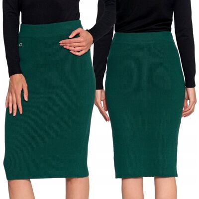 Spódnica Damska Midi W Prążek Ołówkowa Elegancka Wygodna Miękka Moraj L/Xl Dark Green Spódnica Damska Midi W Prążek Ołówkowa Elegancka Wygodna Miękka Moraj L/Xl Dark Green