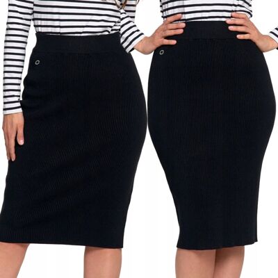 Spódnica Damska Midi W Prążek Ołówkowa Elegancka Wygodna Moraj Xxl/3Xl Black Spódnica Damska Midi W Prążek Ołówkowa Elegancka Wygodna Moraj Xxl/3Xl Black