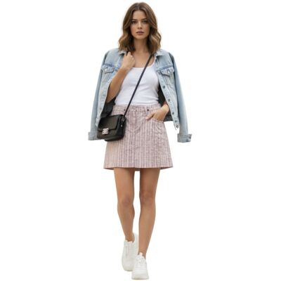 John Richmond Spódnica damska Richmond lniana bawełniana w paski mini różowa-S John Richmond Spódnica damska Richmond lniana bawełniana w paski mini różowa-S