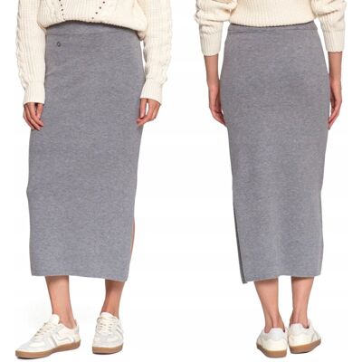 Spódnica Damska Sweterkowa Midi Rozcięcie Elegancka Wygodna Moraj L/Xl Grey Spódnica Damska Sweterkowa Midi Rozcięcie Elegancka Wygodna Moraj L/Xl Grey