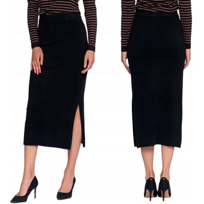 Spódnica Damska Sweterkowa Midi Rozcięcie Elegancka Wygodna Moraj Xxl/3Xl Black Spódnica Damska Sweterkowa Midi Rozcięcie Elegancka Wygodna Moraj Xxl/3Xl Black