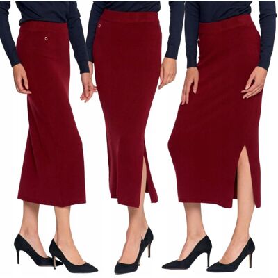 Spódnica Damska Sweterkowa Midi Z Rozcięciem Elegancka Wygodna Moraj L/Xl Red Spódnica Damska Sweterkowa Midi Z Rozcięciem Elegancka Wygodna Moraj L/Xl Red