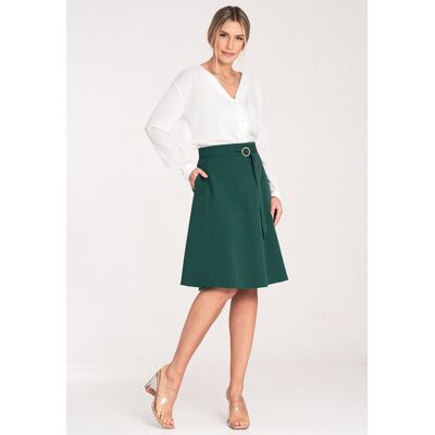 FIGL Spódnica midi z paskiem i z klamrą - spódnica zielona M1074 rozmiar L FIGL Spódnica midi z paskiem i z klamrą - spódnica zielona M1074 rozmiar L