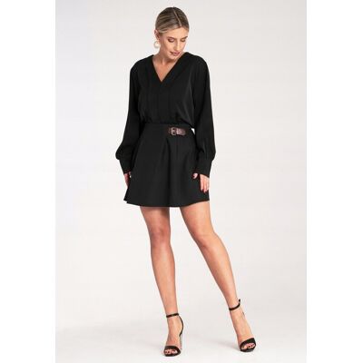FIGL Spódnica mini Elegancka spódnica z kontrafałdą czarna M1157 r. S/M FIGL Spódnica mini Elegancka spódnica z kontrafałdą czarna M1157 r. S/M