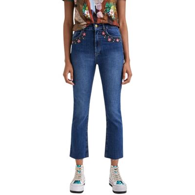 Spodnie damskie Desigual Jerry jeansy flare z haftem-XS Spodnie damskie Desigual Jerry jeansy flare z haftem-XS