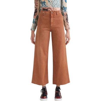 Spodnie damskie Desigual Noak brązowe szerokie-S Spodnie damskie Desigual Noak brązowe szerokie-S