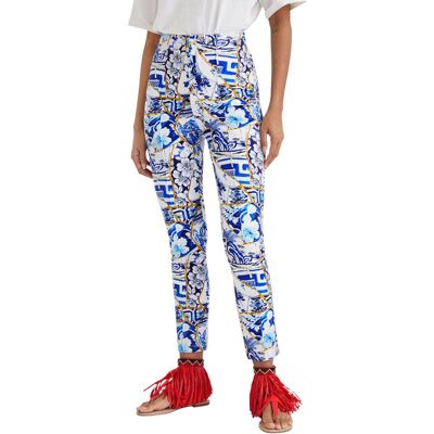 Spodnie damskie Desigual Stella Jean we wzory z wysokim stanem-XS Spodnie damskie Desigual Stella Jean we wzory z wysokim stanem-XS
