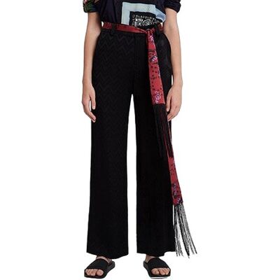 Spodnie damskie Desigual Terry czarne eleganckie-L Spodnie damskie Desigual Terry czarne eleganckie-L