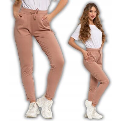 Spodnie Damskie Dresowe Z Zwężaną Nogawką Stylowe Klasyczne Moraj 3Xl Beige Spodnie Damskie Dresowe Z Zwężaną Nogawką Stylowe Klasyczne Moraj 3Xl Beige