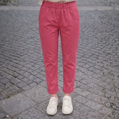 PINK BOX Spodnie damskie koralowe paperbag wysoki stan eleganckie M PINK BOX Spodnie damskie koralowe paperbag wysoki stan eleganckie M