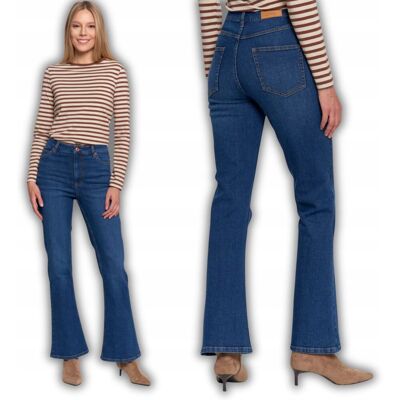 Spodnie Jeansowe Damskie Jeansy Dzwony Wysoki Stan Komfortowe Moraj Xl Blue Spodnie Jeansowe Damskie Jeansy Dzwony Wysoki Stan Komfortowe Moraj Xl Blue