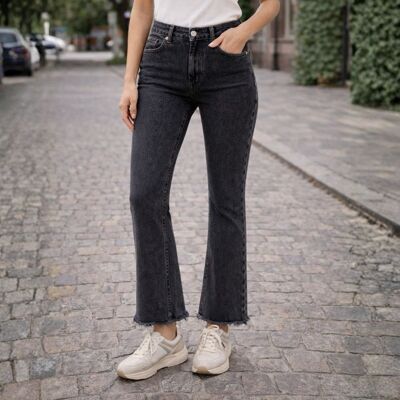PINK BOX Spodnie Jeansy Grafit Damskie Wysoki Stan Dzwony Vintage XS PINK BOX Spodnie Jeansy Grafit Damskie Wysoki Stan Dzwony Vintage XS