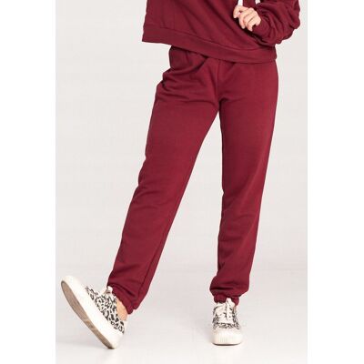FIGL Spodnie joggery damskie - spodnie dresowe damskie - bordowe M1056 r. L FIGL Spodnie joggery damskie - spodnie dresowe damskie - bordowe M1056 r. L
