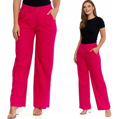 Spodnie Lniane Damskie Szerokie Z Wysokim Stanem Eleganckie Moraj Xxl Red Spodnie Lniane Damskie Szerokie Z Wysokim Stanem Eleganckie Moraj Xxl Red
