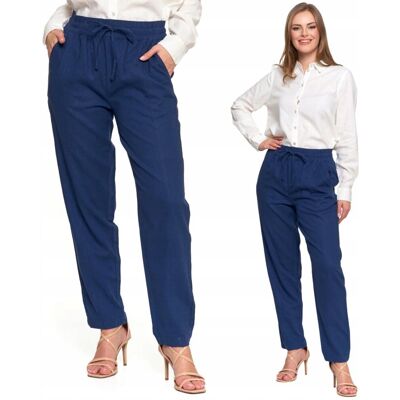 Spodnie Lniane Damskie Z Gumką W Pasie Eleganckie Prosta Nogawka Moraj Xxl Navy Spodnie Lniane Damskie Z Gumką W Pasie Eleganckie Prosta Nogawka Moraj Xxl Navy