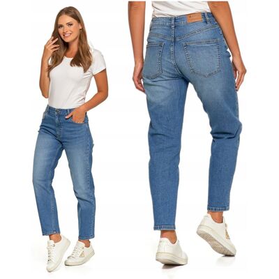 Spodnie Mom Fit Jeansowe Damskie z Wysokim Stanem Luźne Jeansy MORAJ r. 36 Spodnie Mom Fit Jeansowe Damskie z Wysokim Stanem Luźne Jeansy MORAJ r. 36