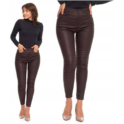 Spodnie Skinny Damskie z Eko-skóry Wysoki Stan Klasyczne Rurki MORAJ r.36 Spodnie Skinny Damskie z Eko-skóry Wysoki Stan Klasyczne Rurki MORAJ r.36
