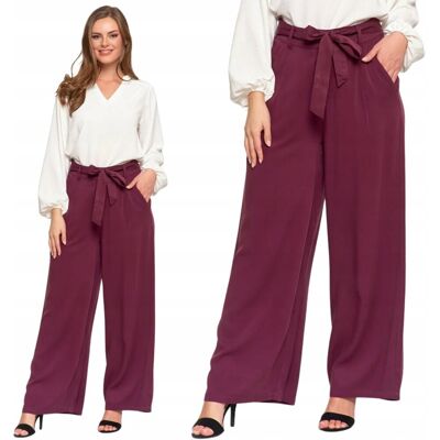 Spodnie Szerokie Damskie Z Wysokim Stanem Eleganckie Wiskoza Moraj Xxl Purple Spodnie Szerokie Damskie Z Wysokim Stanem Eleganckie Wiskoza Moraj Xxl Purple