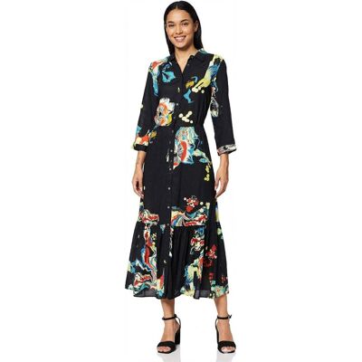 Sukienka damska Desigual Bruselas midi koszulowa czarna-S Sukienka damska Desigual Bruselas midi koszulowa czarna-S