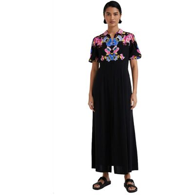 Sukienka damska Desigual Grenoble długa czarna z nadrukiem-XS Sukienka damska Desigual Grenoble długa czarna z nadrukiem-XS