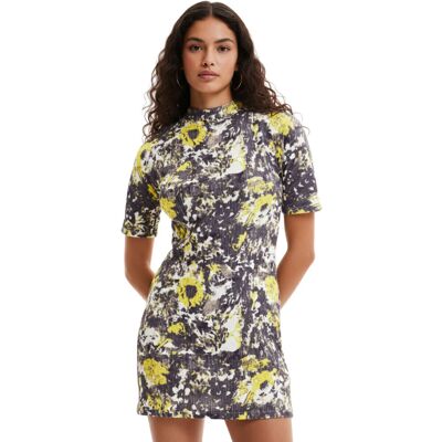 Sukienka damska Desigual Mineral mini szaro żółta-L Sukienka damska Desigual Mineral mini szaro żółta-L