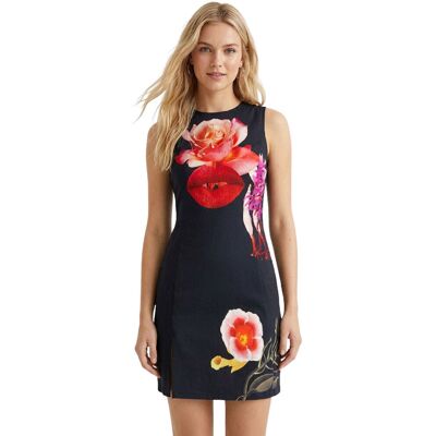 Sukienka damska Desigual x M. Christian Lacroix Lips czarna dopasowana-XL Sukienka damska Desigual x M. Christian Lacroix Lips czarna dopasowana-XL