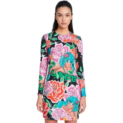 Sukienka damska Desigual x María Escoté mini dopasowana z długim rękawem-S Sukienka damska Desigual x María Escoté mini dopasowana z długim rękawem-S