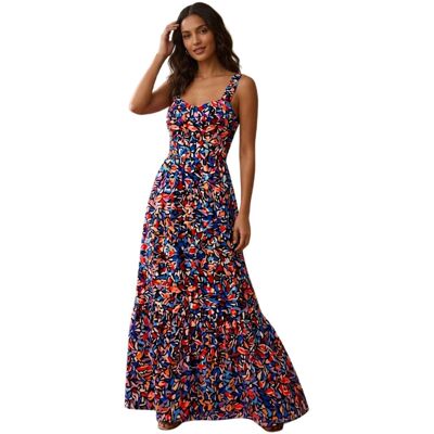 Sukienka damska Naf Naf Azura wzorzysta maxi w kwiaty-XXS Sukienka damska Naf Naf Azura wzorzysta maxi w kwiaty-XXS