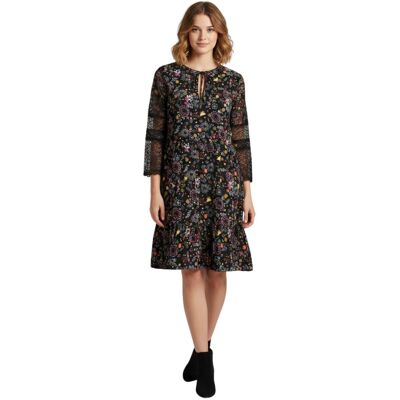 Inna producent Sukienka damska Trussardi Jeans Fluid Conutry Print Lihgt Crepe czarna z koronką-M Inna producent Sukienka damska Trussardi Jeans Fluid Conutry Print Lihgt Crepe czarna z koronką-M