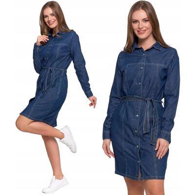 Sukienka Jeansowa Damska Szmizjerka Bawełniana NIEBIESKI MORAJ - XXL Sukienka Jeansowa Damska Szmizjerka Bawełniana NIEBIESKI MORAJ - XXL