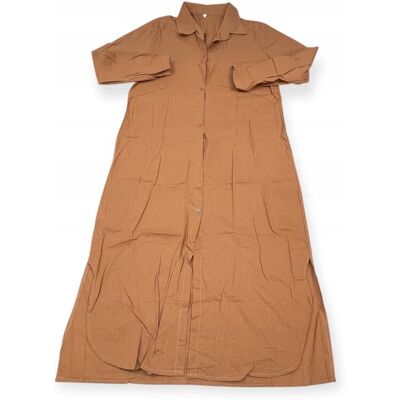 Inny producent Sukienka koszulowa maxi karmelowa - rozmiar 2XL Inny producent Sukienka koszulowa maxi karmelowa - rozmiar 2XL