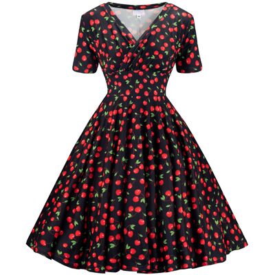 Wonderlandia Sukienka pin up retro w wiśnie wisienki CHERRY rozkloszowana Produkt Polski Wonderlandia Sukienka pin up retro w wiśnie wisienki CHERRY rozkloszowana Produkt Polski