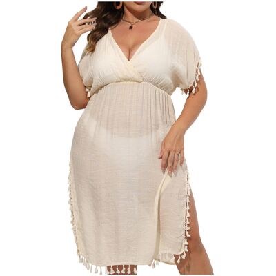 Luvu Sukienka plażowa pareo plus size BEŻOWA - XXL Luvu Sukienka plażowa pareo plus size BEŻOWA - XXL