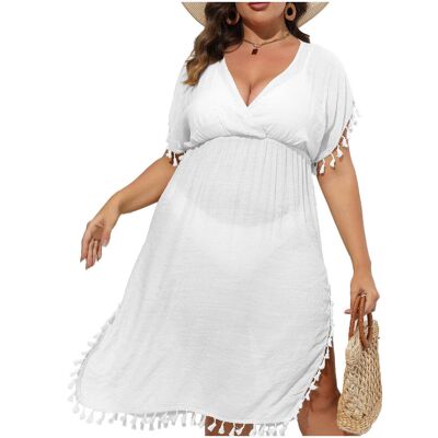 Luvu Sukienka plażowa pareo plus size BIAŁA - XXXL Luvu Sukienka plażowa pareo plus size BIAŁA - XXXL