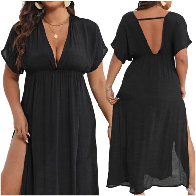 Luvu Sukienka plażowa pareo plus size CZARNA - XXXL Luvu Sukienka plażowa pareo plus size CZARNA - XXXL