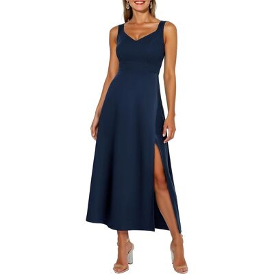 Inny producent Sukienka Wieczorowa Koktajlowa Maxi Rozkloszowana Elegancka Granatowa 2XL Inny producent Sukienka Wieczorowa Koktajlowa Maxi Rozkloszowana Elegancka Granatowa 2XL