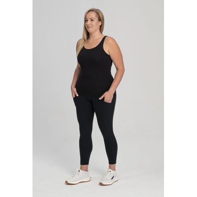 BalticBird Super miękkie legginsy z wysokim stanem i kieszeniami model Kolumna L / Czarny BalticBird Super miękkie legginsy z wysokim stanem i kieszeniami model Kolumna L / Czarny