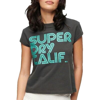 Superdry Retro Glitrowane Logo Cap Krótki Rękaw T-shirt Superdry Retro Glitrowane Logo Cap Krótki Rękaw T-shirt