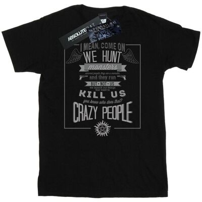 Supernatural Koszulka Damska / Damska Crazy People Cotton Boyfriend T-Shirt (L / Czarny) Supernatural Koszulka Damska / Damska Crazy People Cotton Boyfriend T-Shirt (L / Czarny)