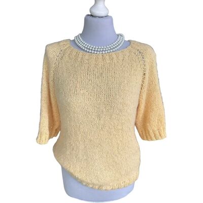 HappyCzapy Sweter alpaka jedwab nitka z cekinami recznie robiony żółty handmade HappyCzapy Sweter alpaka jedwab nitka z cekinami recznie robiony żółty handmade