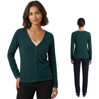 Sweter damska Naf Naf Alina Gilet zielony zapinany-L Sweter damska Naf Naf Alina Gilet zielony zapinany-L