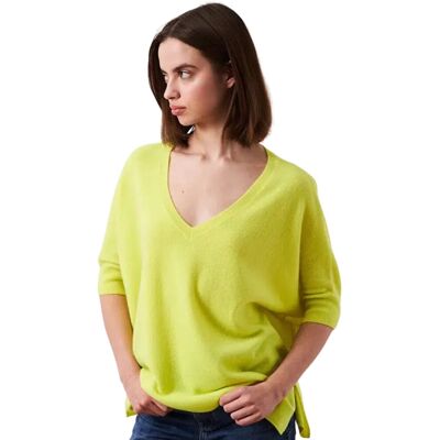 Pozostałe marki Sweter damski Absolut Cashmere Kate kaszmirowy oversize żółty rękaw 1/2-S Pozostałe marki Sweter damski Absolut Cashmere Kate kaszmirowy oversize żółty rękaw 1/2-S