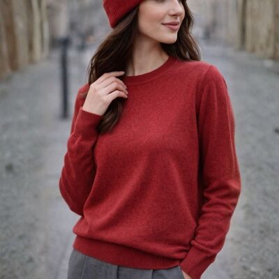 PINK BOX Sweter damski bordowy z wełną klasyczny elegancki Italy Uniwersalny PINK BOX Sweter damski bordowy z wełną klasyczny elegancki Italy Uniwersalny