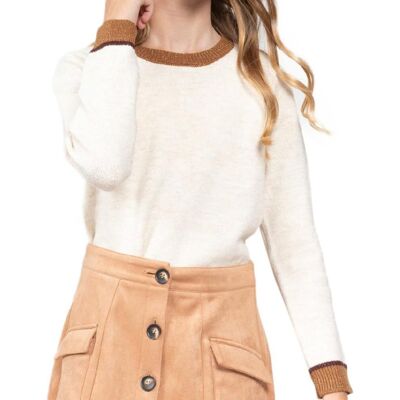 Sweter damski Deeluxe Monica beżowy z nicią metaliczną-XL Sweter damski Deeluxe Monica beżowy z nicią metaliczną-XL