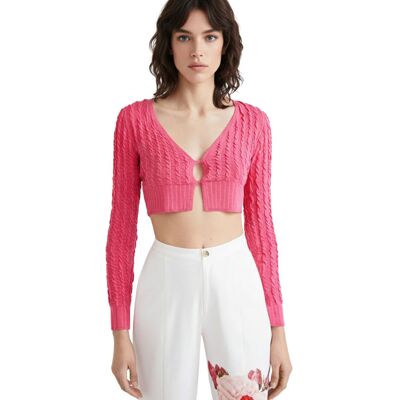 Sweter damski Desigual Lolita kardigan krótki różowy-M Sweter damski Desigual Lolita kardigan krótki różowy-M