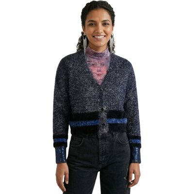 Sweter damski Desigual Tops kardigan z błyszczącymi nitkami -L Sweter damski Desigual Tops kardigan z błyszczącymi nitkami -L