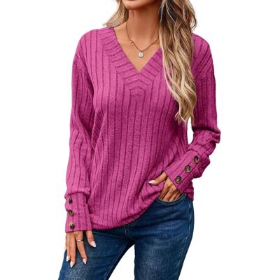 Inny producent Sweter Damski Dzianinowy V-Neck Elegancki Wygodny Jesienny Różowy XL Inny producent Sweter Damski Dzianinowy V-Neck Elegancki Wygodny Jesienny Różowy XL