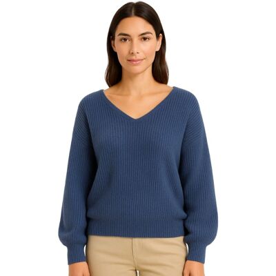 PINK BOX Sweter Damski Elegancki Włoski Niebieski PINK BOX Sweter Damski Elegancki Włoski Niebieski