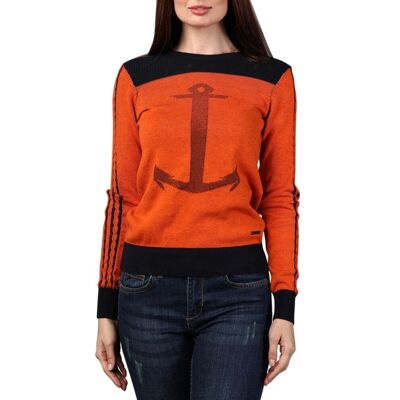 Inny producent Sweter damski Giorgio di Mare pomarańczowo-granatowy kotwica-L Inny producent Sweter damski Giorgio di Mare pomarańczowo-granatowy kotwica-L